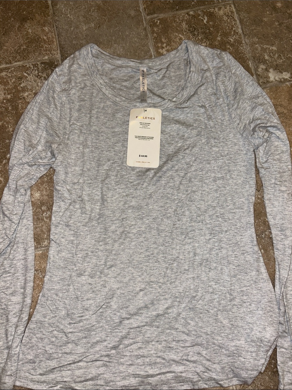 Fabletics Light Gray Long-Sleeve Scoop Neck Top